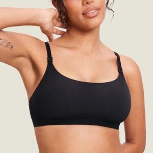NEW MOMANDA Ribbed Scoop Nursing Bralette Black Large